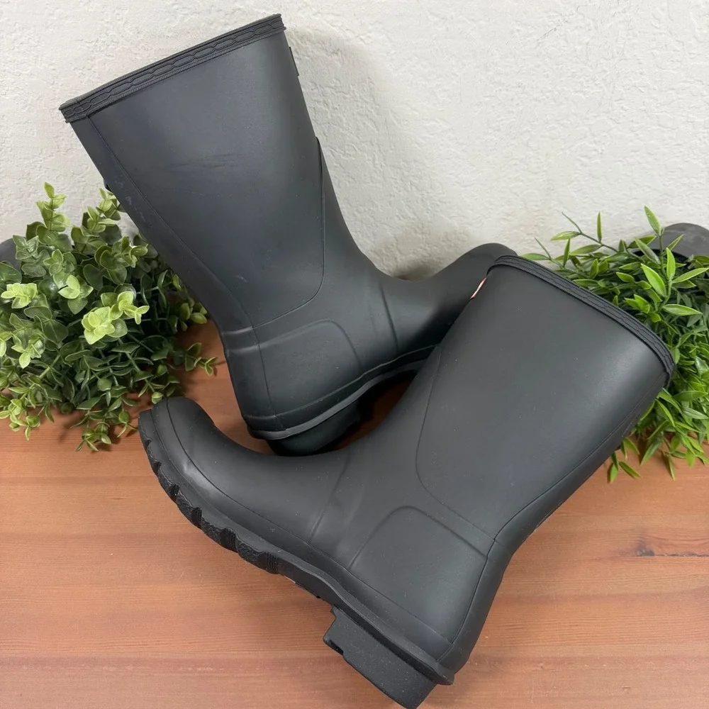 Hunter Women's Original Back Adjustable Short Rain Boots Black Size 9